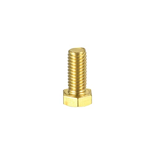 Image of uxcell Brass Hex Bolts, 3 /8-16x7 /8 1pcs Fully Thread Grade 4.8 Solid Brass Hexagon Head Bolt Machine Screws for Machinery