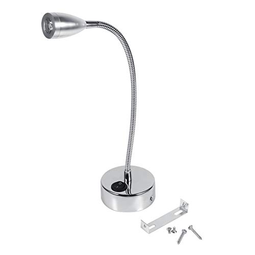 Mumusuki LED Wall Lamps Flexible Gooseneck Sconces Bedroom Bedside Reading Light Living Room Modern Silver 3W 85-265V (Cool Switch) - Image 3