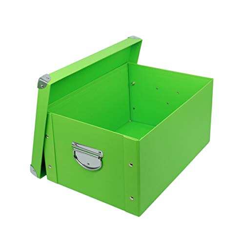 GUOZI Collapsible Storage Box, Decorative Memory Box with Lid & Metal Reinforced Corners, Cardboard File Bin with Handles, Organizer Gift Box for...