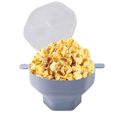 Eruceky Palomitas Microondas, Cubo de Silicona para Palomitas, Cubo de Palomitas Plegable, Para Fiestas, Películas, Casas, Cocinas(Gris)