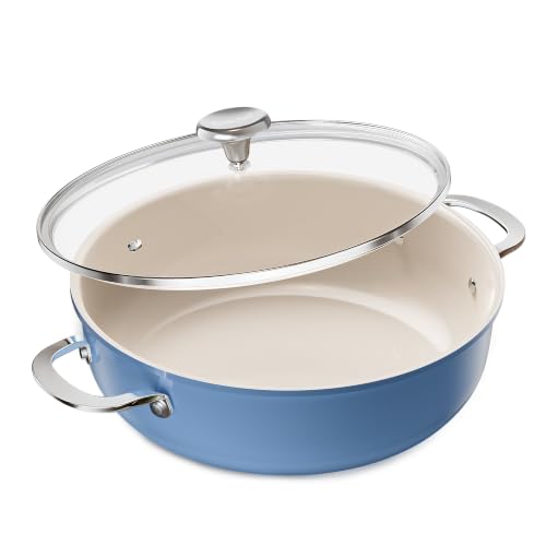 Redchef Ceramic Saute Pan, 4 QT Nontoxic Deep Frying Pan with Lid Nonstick - image 1