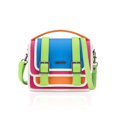 Hereje Multi-Colored Crossbody Purse for Women – Colorful Handbag with Detachable Shoulder Strap – Unique Orange & Pink Purses – Spring Summer 2025 Collection-neon pink top handle handbag