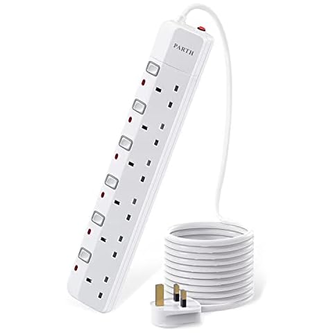 PARTH Surge Protected 6 Way Extension Lead Cover