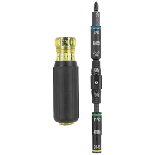 Klein Tools 32528HD KNECT 10-in-1 Impact-Rated Driver, Multi-Bit Screwdriver/Nut Driver with Deep-Well Flip Socket Sizes for Plumbing and HVAC