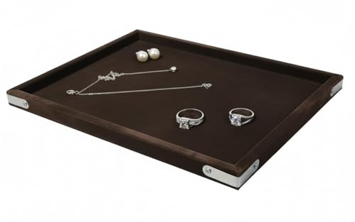 Image of Velvet Jewellery Display & Beading Tray | 12 x 9 Inch Organizer Tray for Necklaces, Bracelets, Cosmetics & Craft Storage | Soft Velvet Finish, Durable & Multipurpose (Pack of 1) (Brown)