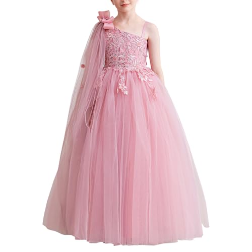 Flower Girls One Shoulder Tulle Dress Fancy Pageant Homecoming Party Dresses