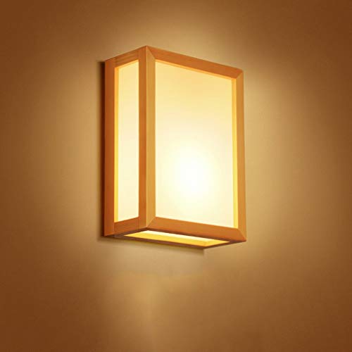 zm Lampada da Parete a LED, Creativa Lampada da Comodino in Legno massello Giapponese, Soggiorno Camera da Letto Nordic Lampada da Parete - Naturale