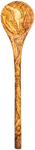 Küchenmaster Cucchiaio da cucina in legno d’ulivo, rotondo, 30 cm di lunghezza, utensile da cucina, pratico, sostenibile e igienico