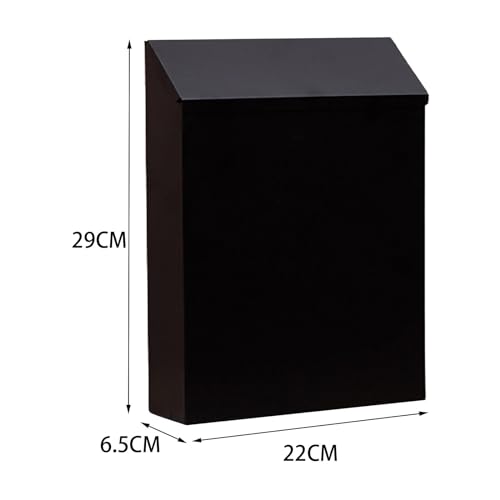 Image of Wall Mounted Mailbox Drop Box with Lock, Letterbox,Rainproof Newspaper Holder Box Wall Hanging Mail Box for Gate Porch Decor, Black