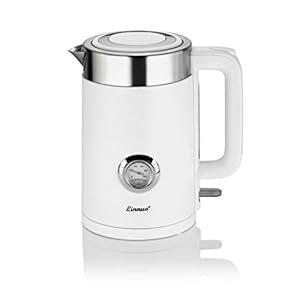 Linnuo IN185Q2 Wasserkocher Weiß Edelstahl Temperaturanzeige 1,7L 2200W-idealfürKaffeeTee-Doppelwand-SchutzvorVerbrennung-ElectricKettle-abnehmbarerKalkfilter&KunststoffteilinnenBPA-frei