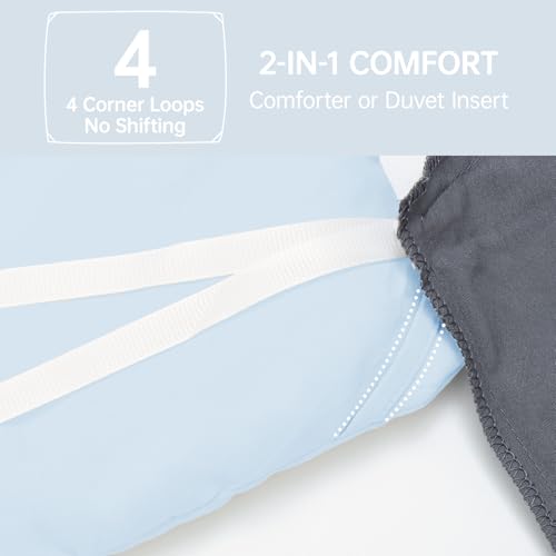 Image of MUXHOMO Queen Comforter Set, All Season Ultra Soft Down Alternative Bedding - 3 Piece Lightweight Bed Set Includes 1 Comforter (90 inchx90 inch) and 2 Pillow Shams (20 inchx26 inch), Light Blue