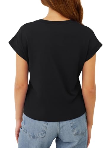 GKBK Cotton Cap Sleeve Womens Tops Crop High Neck Short Sleeve Summer Cute Casual Shirts Boxy Spring Clothing Outfits - image 5