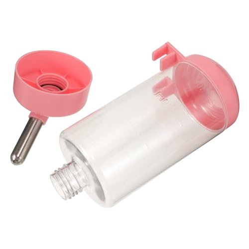 PEPLAYTAL Pet Water Dispenser Leak Hanging Bottle for Small Cats and Rabbits Easy to Install Clean Animal Pink