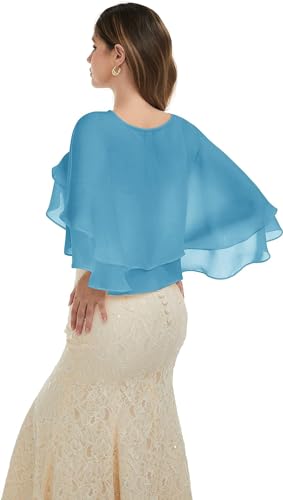 Prom Evening Dresses with Double Chiffon Shawl for Women Exquisite Translucency4