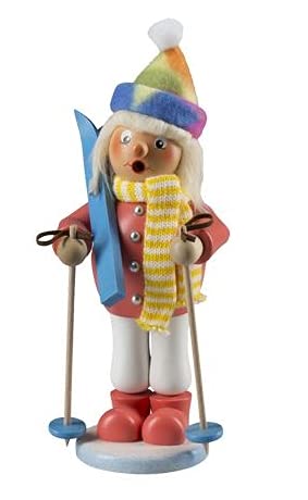 Statuette d'encens fille avec ski 23 cm Rudolphs Schatzkiste