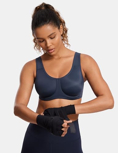 Image of SYROKAN Women's Max Control Underwire Sports Bra High Impact Plus Size with Adjustable Straps Unlined Bra
