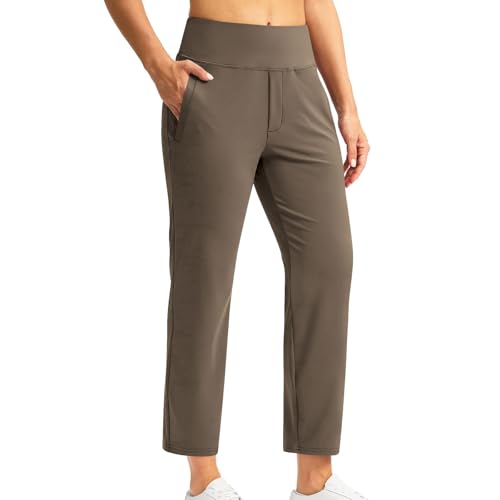 Wide Leg Yoga Pants for Women Casual Loose Stretch Comfy Sweatpants High Waisted Lounge Flowy Trousers with Pocket Coffee