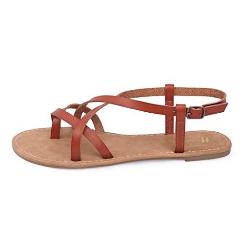 Image of Huayuanwell Women's Gladiator Flat Sandals Fisherman Strappy Sandals Ankle Strap Sandals