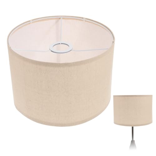 Luxshiny Pantalla De Tela Pantalla De Lámpara De Tela De LáMpara De Mesa Y Techo E27 DiseñO Minimalista De Lino Natural 26.5X26.5X18Cm Ideal Para DecoracióN Del Hogar
