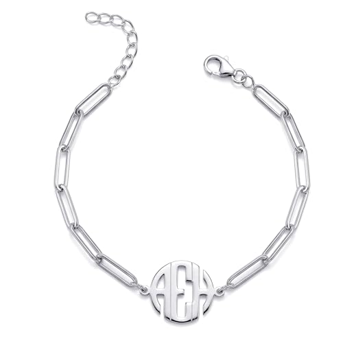 Image of TRUESILVER ACPL 925 Sterling Silver Personalized Bracelet for Womens | Customized Engraved Initial and Couple Name Chain Bracelets for Women | Custom Bracelet Jewelry Gift for Birthday Anniversary