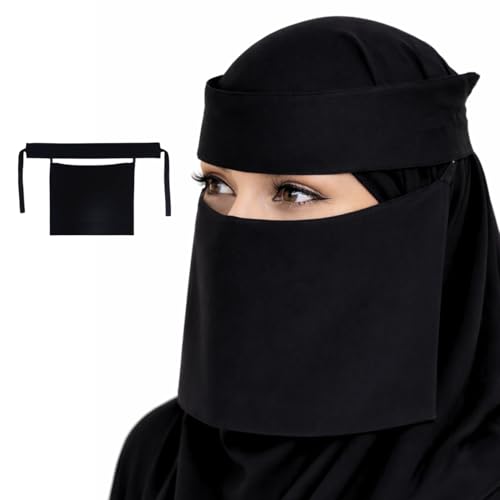 Saudi Niqab | Black | 12 x 8 inches | Lightweight & Breathable | Perfect for Modest Wear, Prayer, Travel, Everyday Use