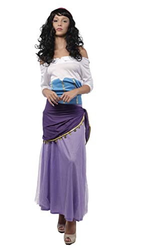 Carnavalife Disfraz Esmeralda Zingara Mujer   Princesa Vestido para Fiestas, Carnaval, Halloween, Cumpleaños   Talla M