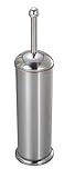 Home Basics Stainless Steel Toilet Brush for Bathroom Storage - Heavy Duty, Deep Cleaning, Silver