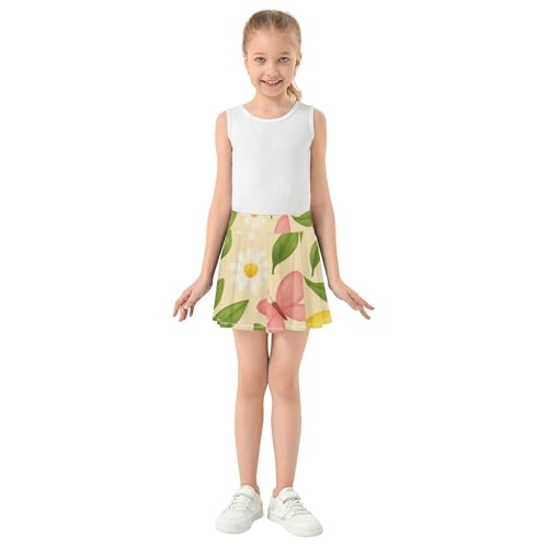 Joisal Toddler Tennis Skirts White Daisies Yellow Lemons Girls' Shorts Athletic Skorts Funny Girl Skort 4t3