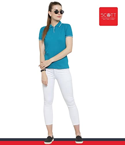 Image of Scott International Women's Regular Fit 100% Pure Organic Cotton Polo T-Shirt | Womens Polo Collar Neck T-Shirt | Cotton Plain Polo Neck Half Sleeve T-Shirt | Tshirts for Women