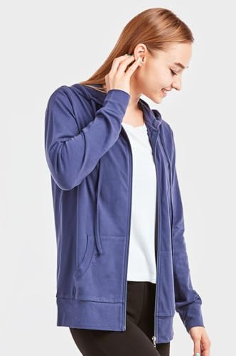 Sofra Women's Thin Cotton Zip Up Hoodie Jacket