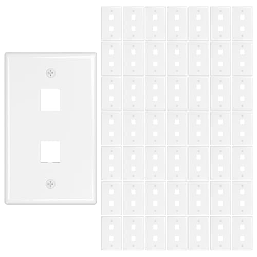 Image of iwillink 2-Port Keystone Wall Plate 50-Pack, Ethernet Wall Plate