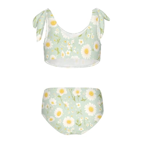 KLL Polka Dots and Tender Chamomile Flowers Girl Two Pieces Bikini Sets Scoop Neck Swimsuits Swimwear Cute Shoulder Strap2