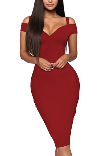 Hybrid & Company Womens Elegance V Neck Stretch Chic Bandage Dress