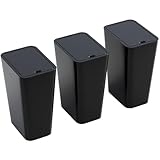 Yieach 12L Black Slim Bathroom Trash Can with Lid,3.17 Gallon Pet/Dog Proof Kitchen Trash Can,Rectangle Thin Garbage Can,Covered Waste Basket,Narrow Small Plastic Trashcan for Room,Bedroom,Office,3PCS