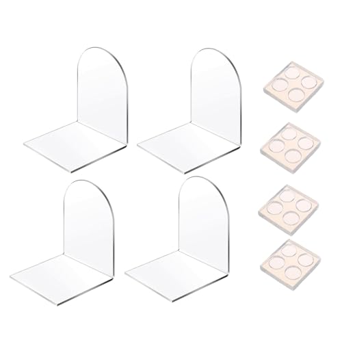 4 Pezzi Reggi Libri per Antiscivolo, Fermalibri Trasparenti in Acrilico, Espositore per Libro in Acrilico, 12 * 12 * 17.5CM Supporto per Merci Come fermalibri e Supporto per Scuola, Casa, Ufficio