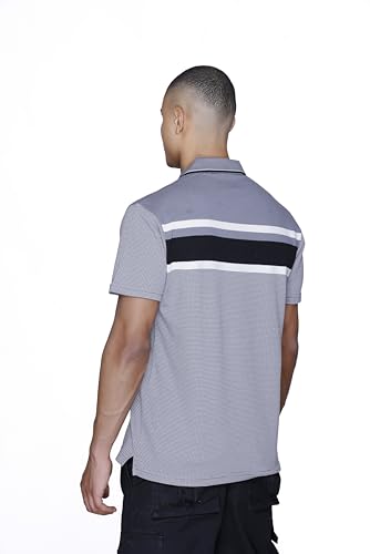Image of SANE ORIGINALS T-Shirt for Men with Pocket || Textured Striped Polo for Men