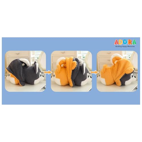 Image of ADORA Reversible Husky Dog Soft Toy | 2-in-1 Transformable Plushie | Cute Reversible Husky Plush Toy | Soft Stuffed Animal Plush for Kids & Baby Girls | 20cm Plush Teddy Bear Gift (Gray & Orange)
