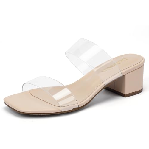 Image of Women's Heeled Sandals Two Strap Square Open Toe Heels 2-Inch Chunky Sandals Dress Shoes Wide Feet Friendly