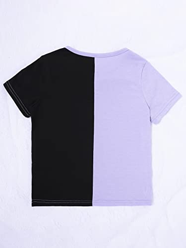 SOLY HUX Girl's Color Block Butterfly Print Tee Short Sleeve Summer T Shirt Tops2