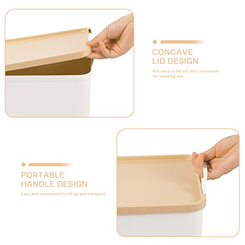 Anminy 8Pcs All-In-One Lidded Plastic Storage Bins Set White Desk Basket Box Drawer Organizer Kitchen Food Container With Handles Removable Lids Decorative Clothes Laundry Closet Cabinet Shelf Cube #TOP2