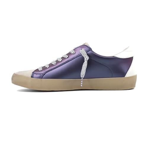 Womens Mia Metallic Lace Up Sneakers Shoes Casual - Purple3