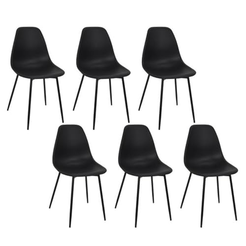 HOME DECO FACTORY - HD0354, Pack de 6 Sillas Gustav Negras, Los P'Tits Prix, Mobiliario, Asiento, Silla Sillón de Mesa, 50,7x84,8x45,5 cm, Altura del Asiento 45 cm, Negro