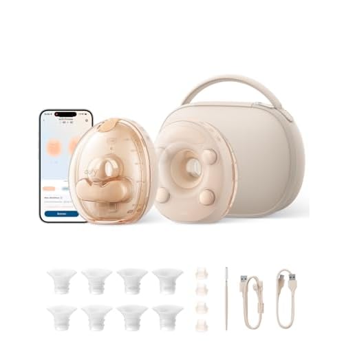 eufy Tragbare Milchpumpe S2 Pro, sanfte Wärmemassage mit HeatFlow™ 2.0 & VibraPump™, Brustwarzen-Licht, App-Steuerung, Füllstandsalarm, kabelloses Ladecase, 7 Tage Akkulaufzeit, freihändiges