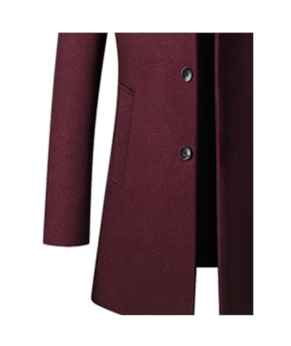Image of SOMTHRON Men's Trench Coat Wool Blend Slim Fit Top Coat Single Breasted Business Overcoat