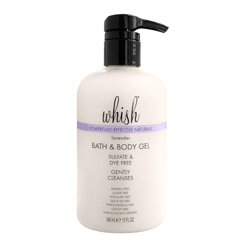 Whish Beauty Lavender Body Wash - Moisturizing Bath & Body Gel for Women - Gentle on Sensitive Skin - Infused with Shea Butter & Aloe - Sulfate & Paraben Free - 13 fl oz
