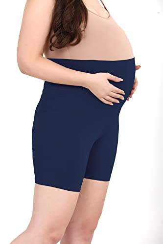 Image of Women's Cotton Maternity Shorts Over The Belly for Pregnant Women for Pre & Post Pregnancy
