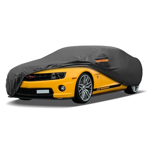 Image of MORNYRAY Compatible with Chevy Camaro,Car Cover Outdoor Waterproof Sun Rain Snow Hail Protection with Driver Door Zipper (Black, Custom Fit Chevy Camaro)