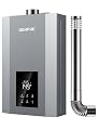 Tankless Water Heater Natural Gas, Max 4.3 GPM, 100,000 BTU Indoor, Instant Hot Gas On Demand Water Heater with Vent Pipe, 2-3 Points Whole House, LED Digital Display, Multi-Protection
