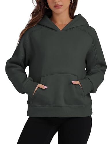 OFEEFAN Women's Color Block Sweatshirt - Gray Gradient, Loose Fit Tunic Top, Size XL