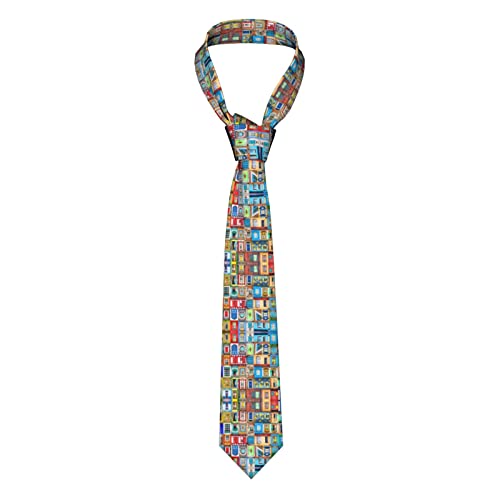 VOZITI Doors and Windows Art Men's tie, three-dimensional and stylish, classic silk tie, suit tie, business wedding tie, Black, One size